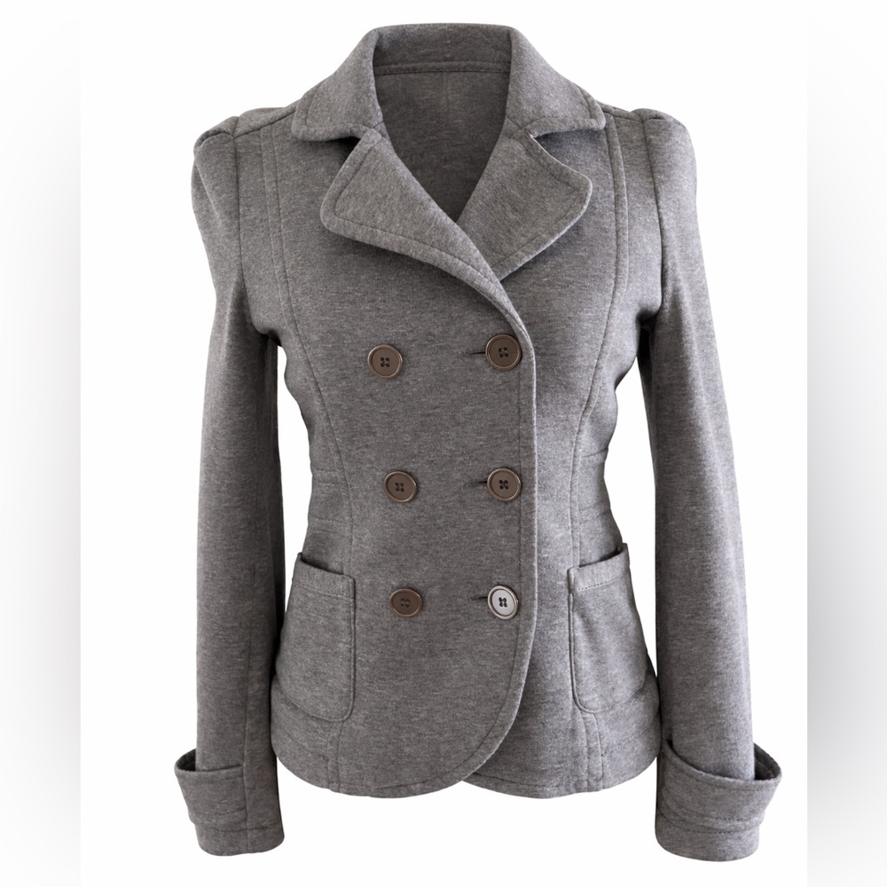 H&M Women's Charcoal Double-Breasted Blazer